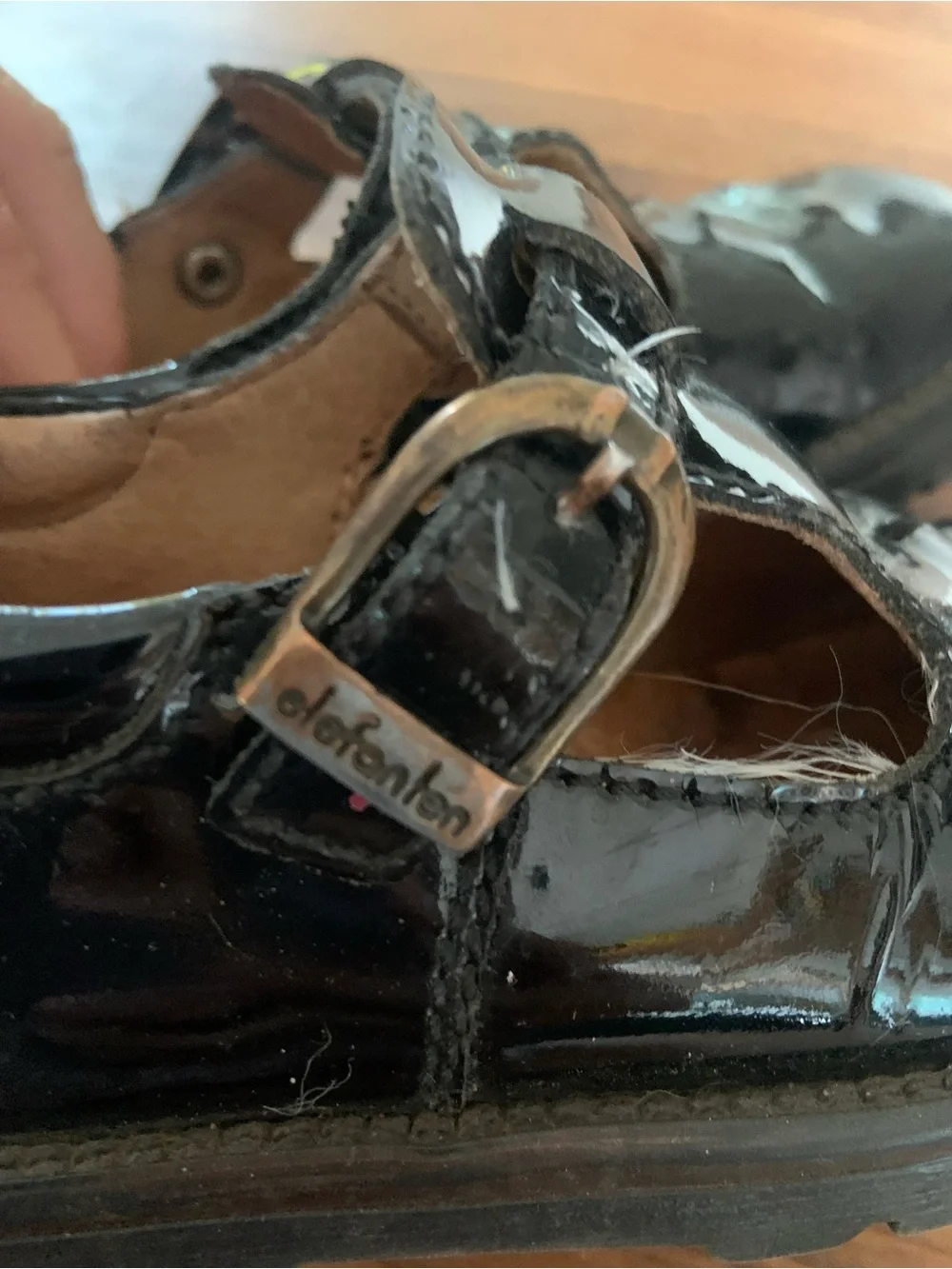 Vintage Elefanten Kids Black Patent Leather T-Strap Mary Jane Shoes - Sz 8.5